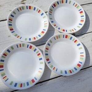 Corelle by Corning Memphis Pattern 4 Bread & Butter Plates Color Block Retired